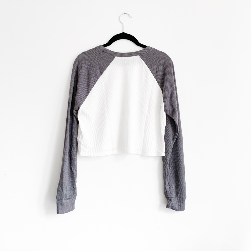 F21 Colorblock Raglan Waffle Knit Top Small - Picture 2 of 5